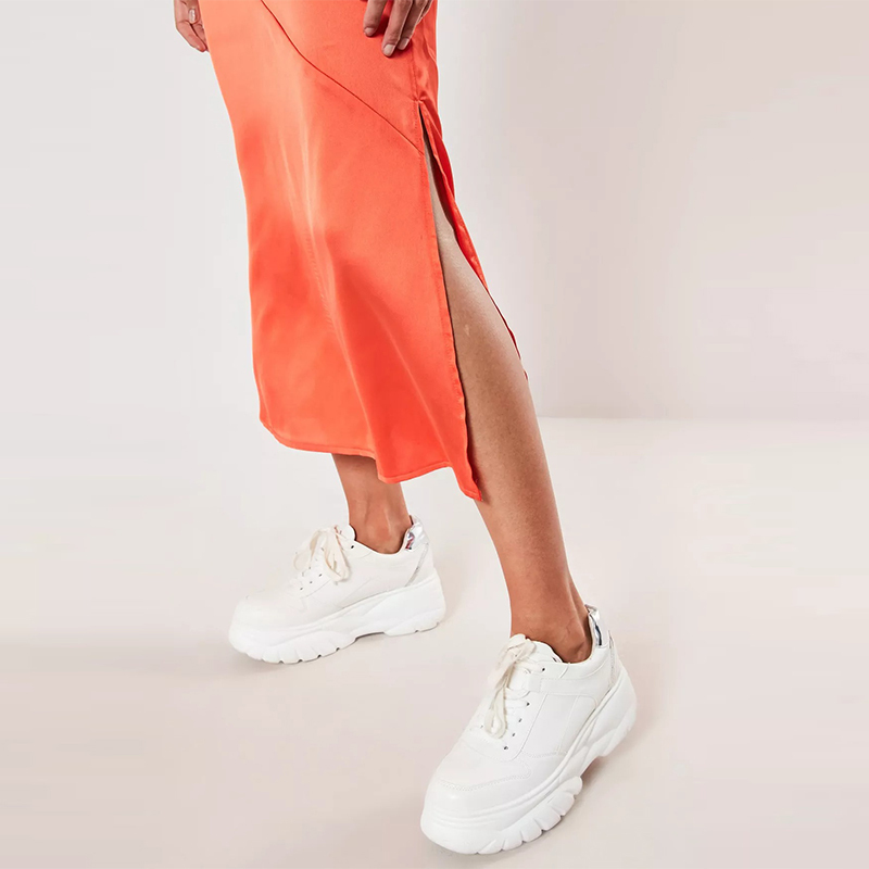 black bias cut satin midi slip skirt