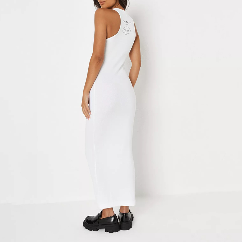 re_styld white rib midaxi dress