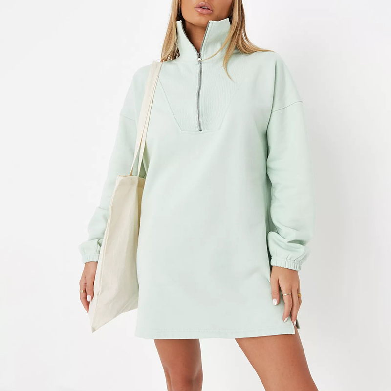 mint half zip sweater dress