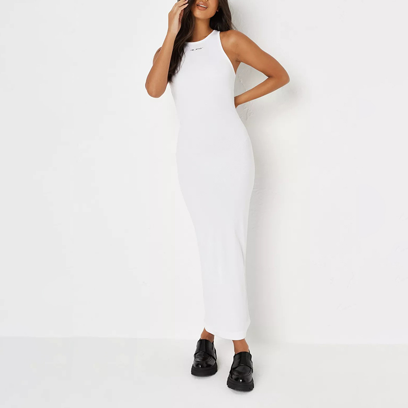 re_styld white rib midaxi dress