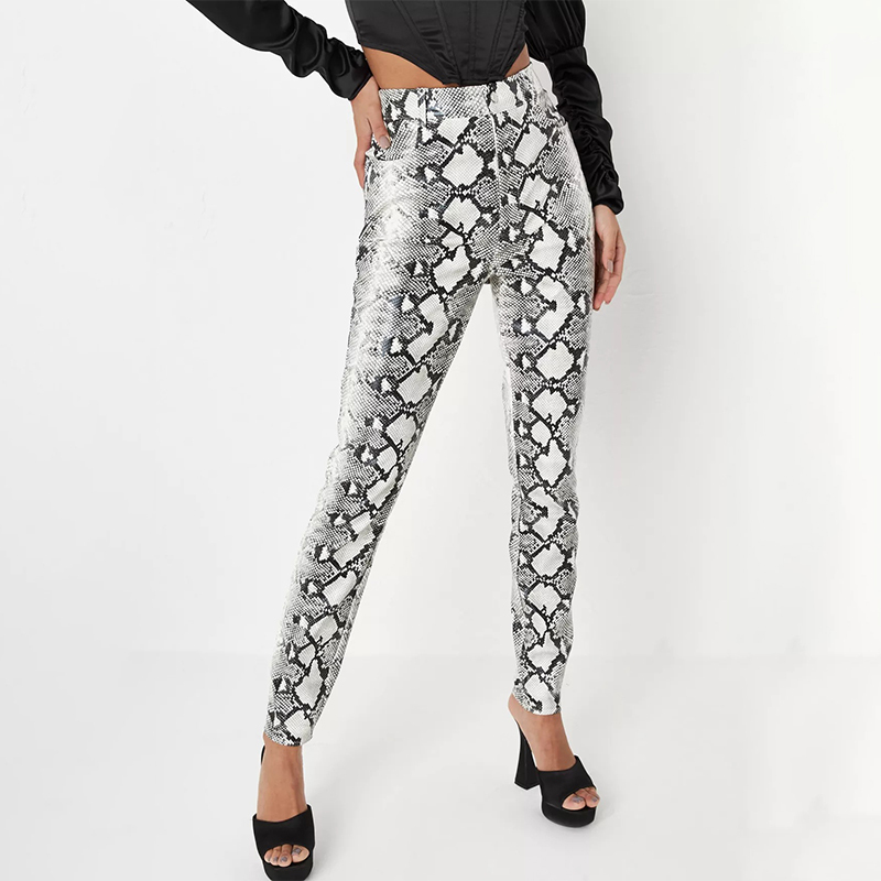 grey faux leather slim leg trousers