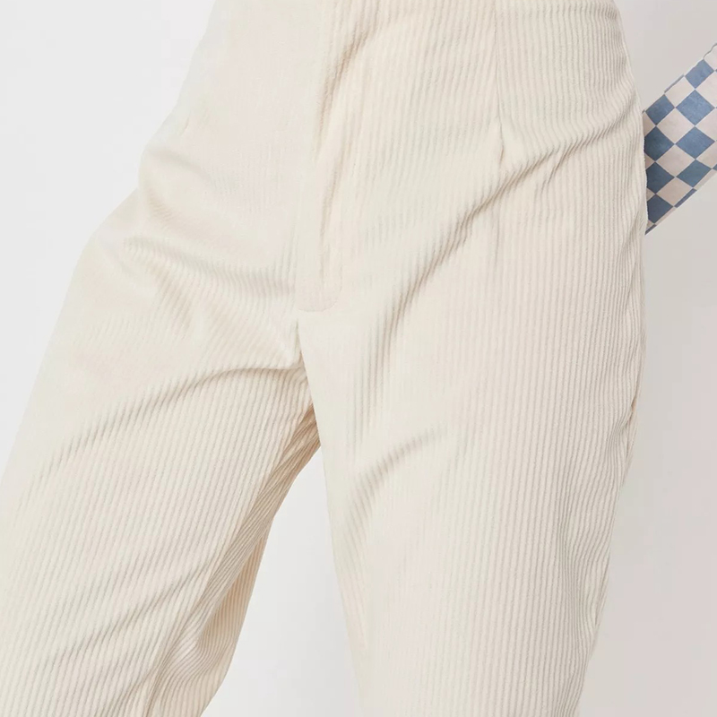 cream tailored cigarette cord trousers