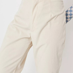 cream tailored cigarette cord trousers