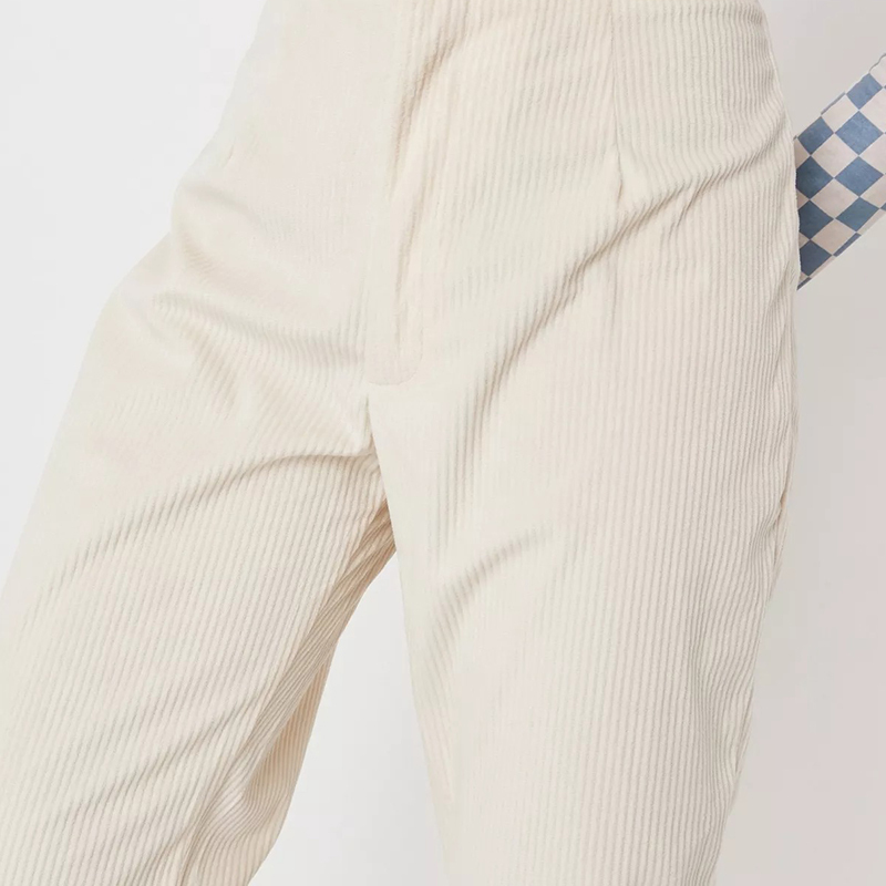 cream tailored cigarette cord trousers