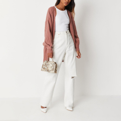 recycled rose tuck sleeve knit cardigan