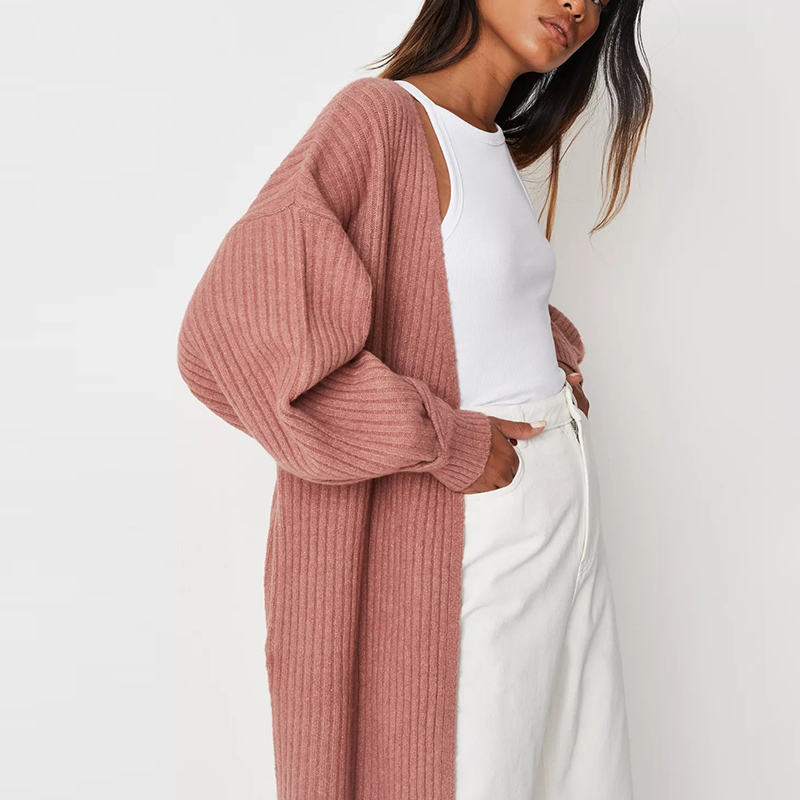 recycled rose tuck sleeve knit cardigan