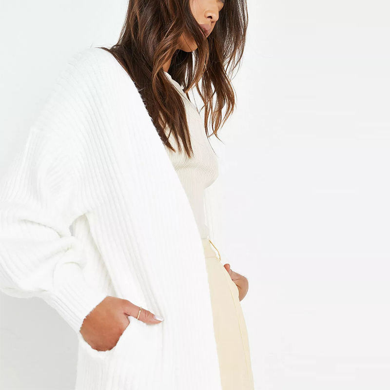 recycled rose tuck sleeve knit cardigan