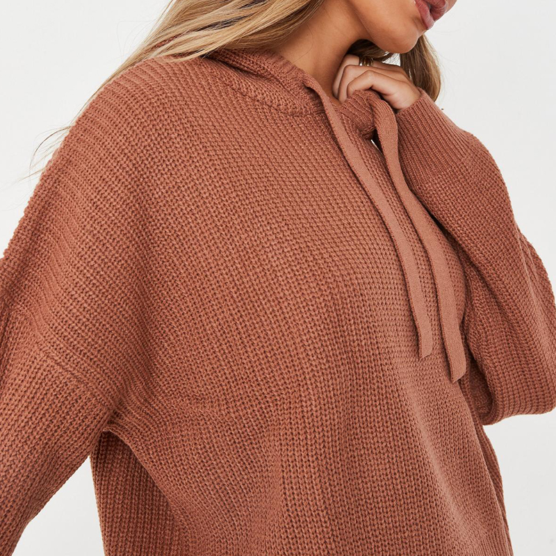 mocha chunky knit hoodie