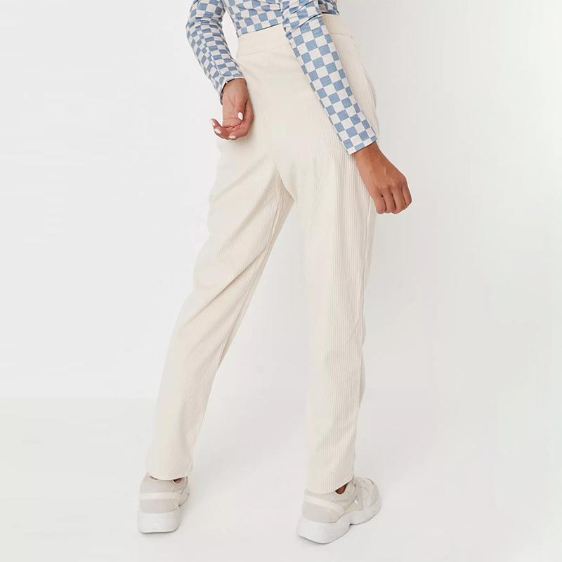 cream tailored cigarette cord trousers