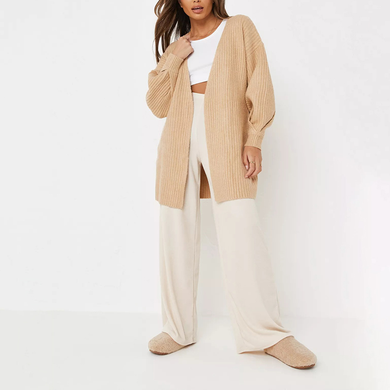 recycled rose tuck sleeve knit cardigan