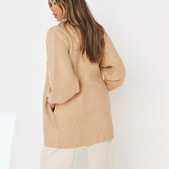 recycled rose tuck sleeve knit cardigan