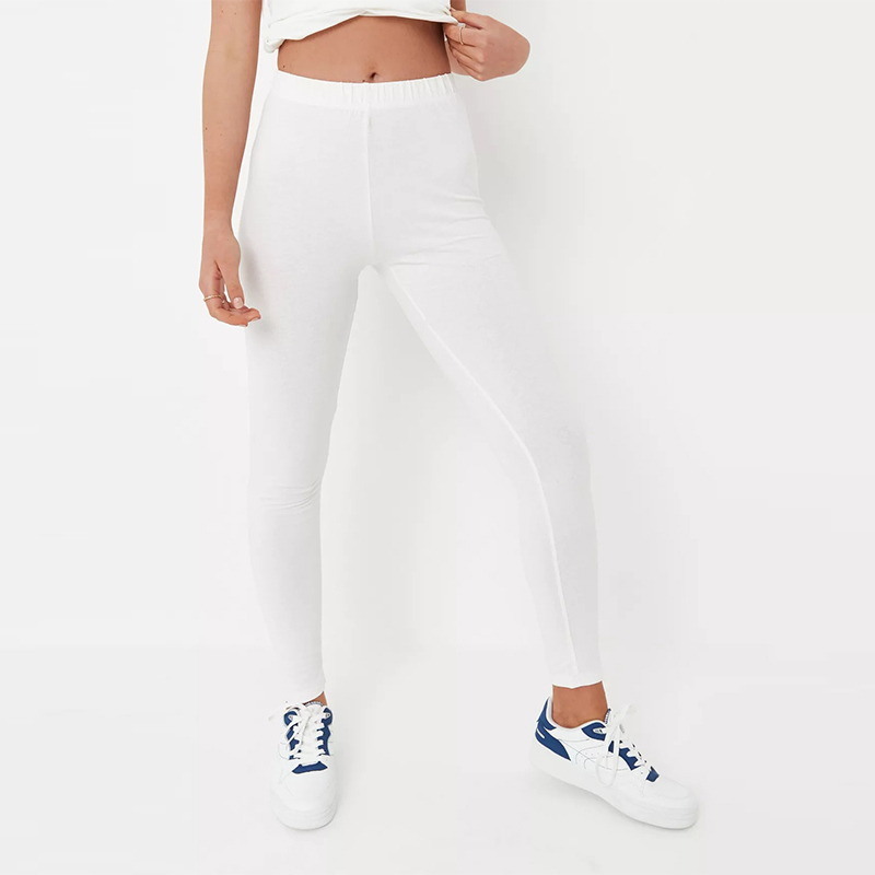 white basic leggings