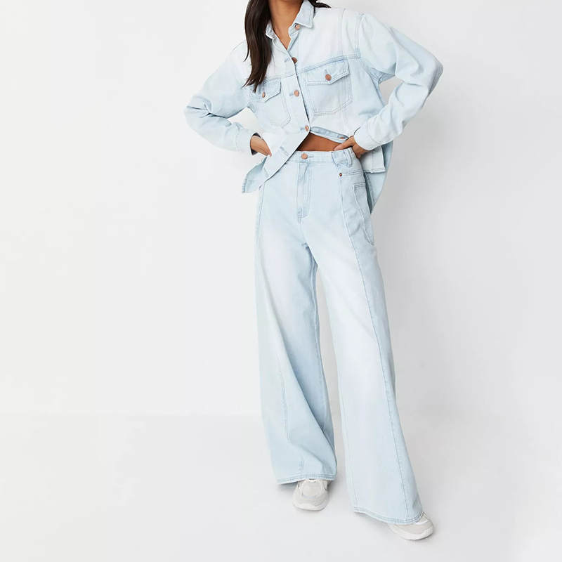light blue co ord deconstructed baggy boyfriend jeans
