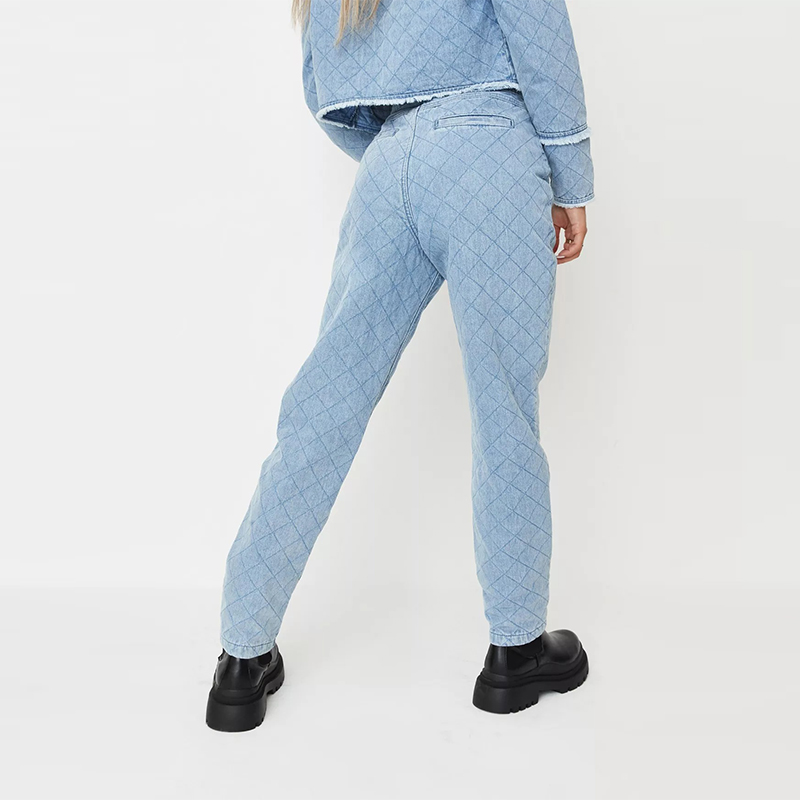blue co ord riot quilted diamante jeans