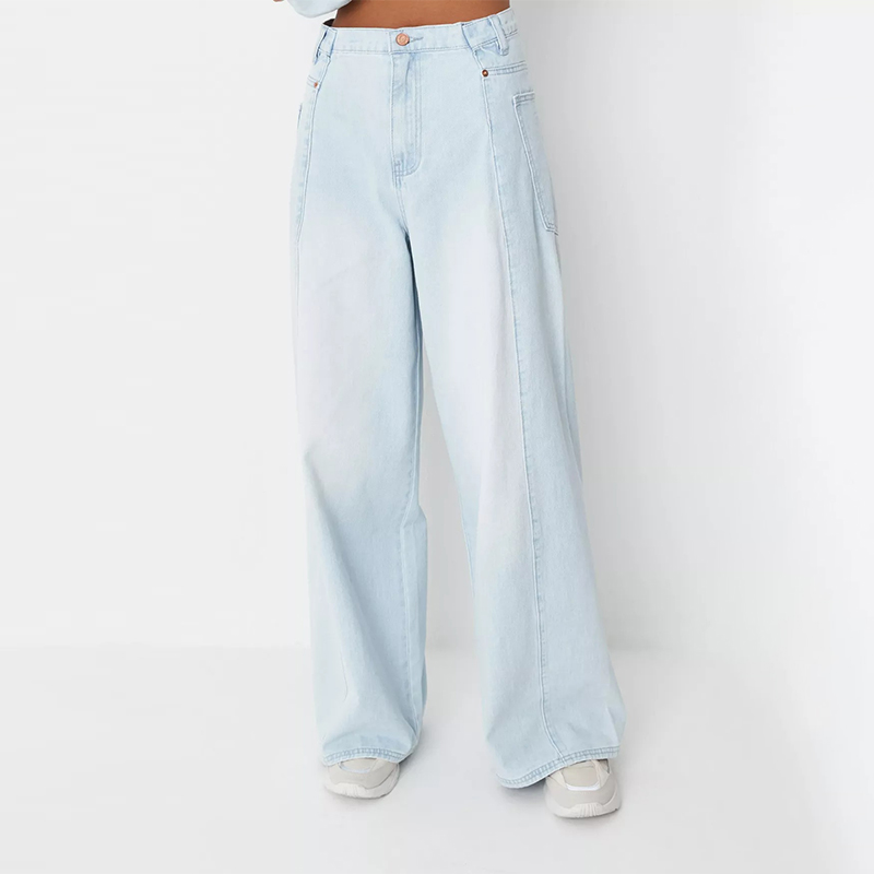 light blue co ord deconstructed baggy boyfriend jeans