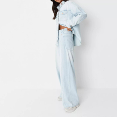 light blue co ord deconstructed baggy boyfriend jeans