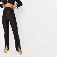 petite blue mesh ruched one shoulder midi black co ord split hem fitted flared trousers