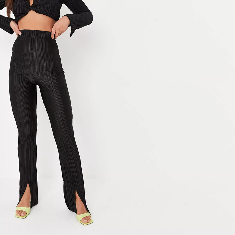 petite blue mesh ruched one shoulder midi black co ord split hem fitted flared trousers