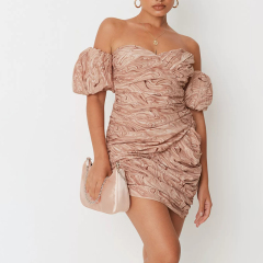 petite mocha printed wrap mini dress