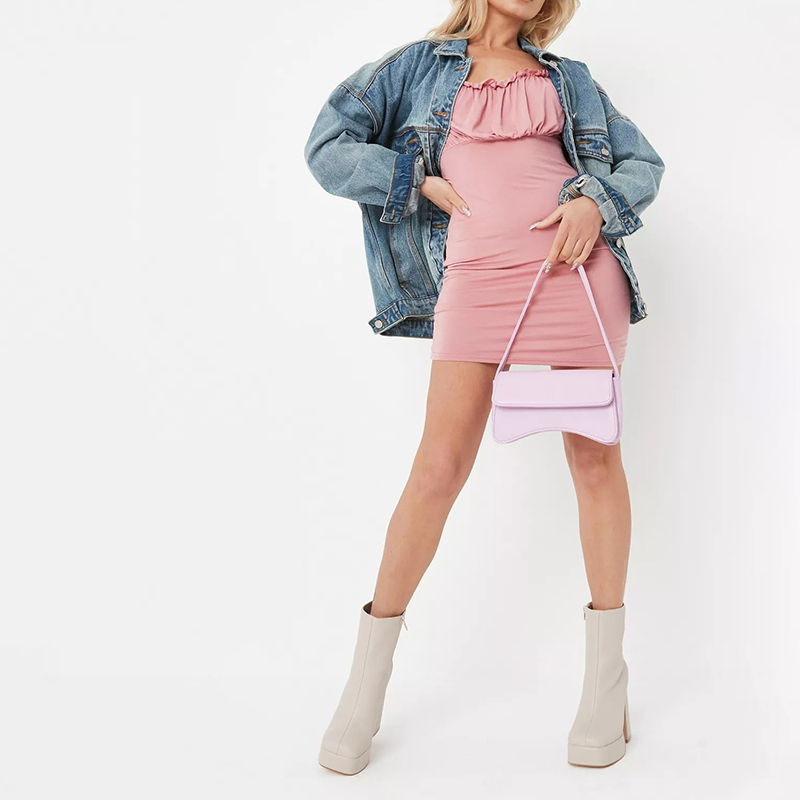 petite pink milkmaid skater dress