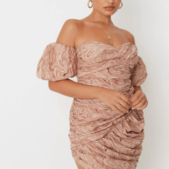 petite mocha printed wrap mini dress