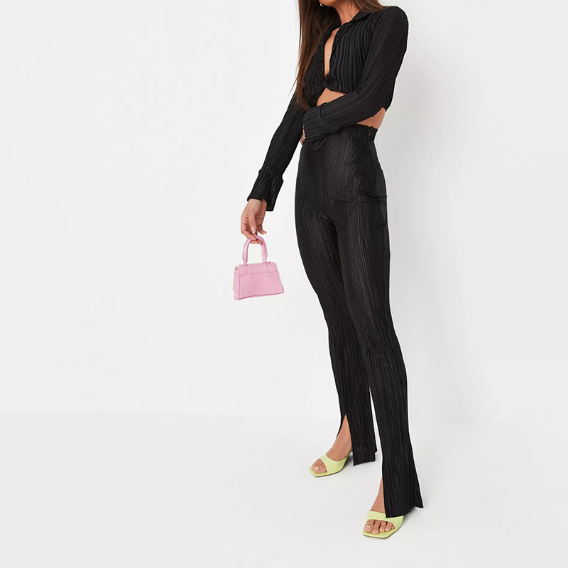 petite blue mesh ruched one shoulder midi black co ord split hem fitted flared trousers