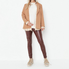 chocolate faux leather over bump maternity leggings