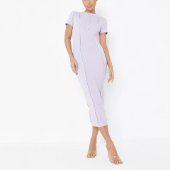 lilac exposed seam short sleeve midaxi dress