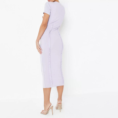 lilac exposed seam short sleeve midaxi dress