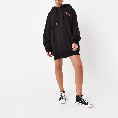 black msgd oversized hoodie mini dress
