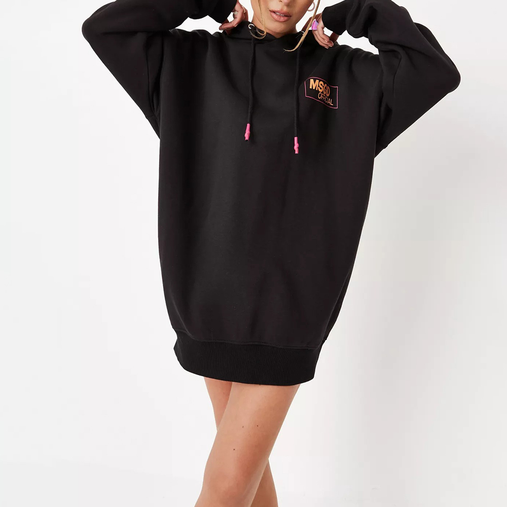 black msgd oversized hoodie mini dress