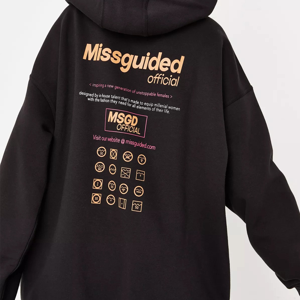 black msgd oversized hoodie mini dress