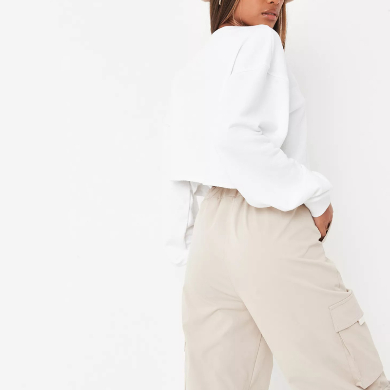 white missguided raw hem cropped sweatshirt