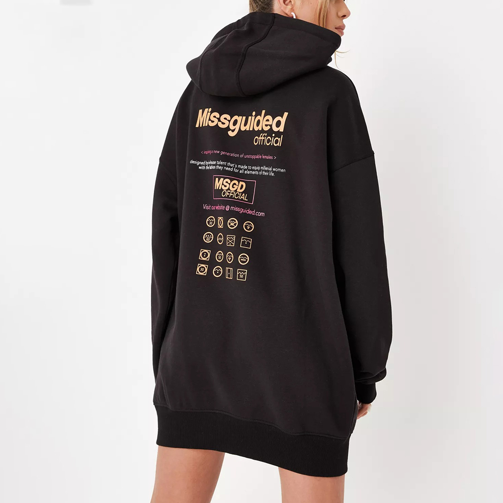 black msgd oversized hoodie mini dress