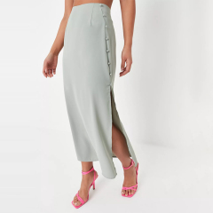tall co ord khaki button side midi skirt