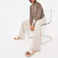 petite khaki funnel neck knit cropped jumper