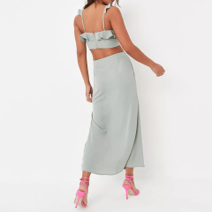 tall co ord khaki button side midi skirt