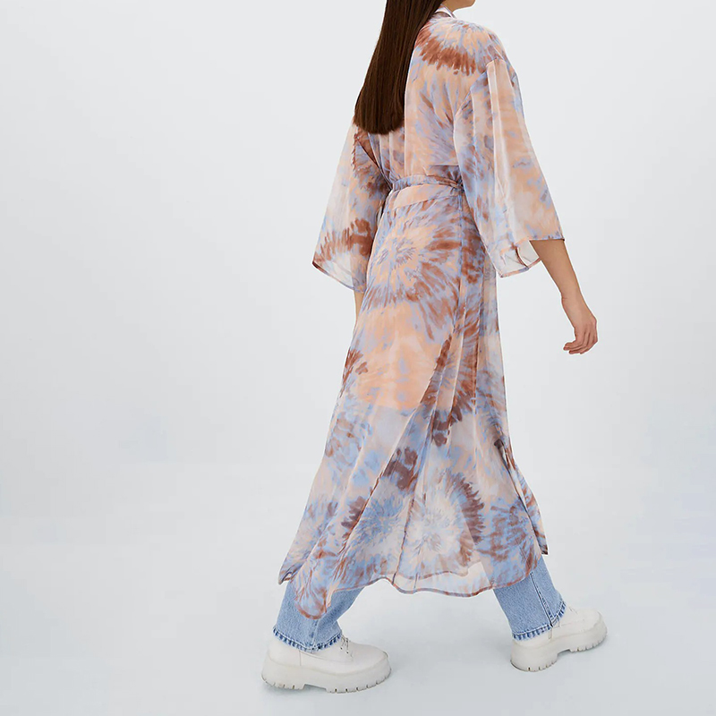 Printed Midi Kimono Dress