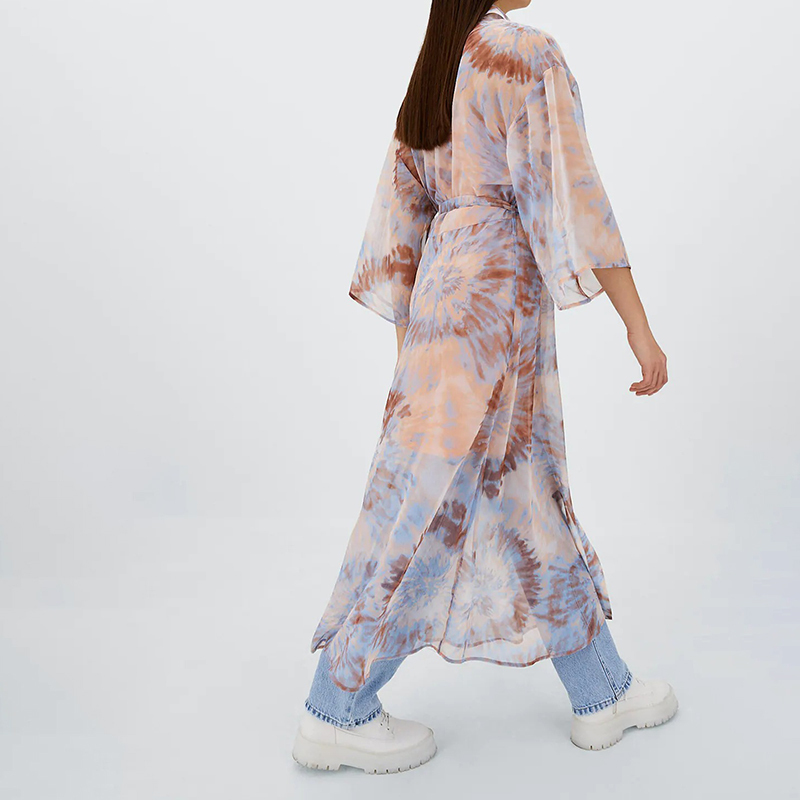 Printed Midi Kimono Dress