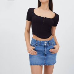 low waist denim skirt