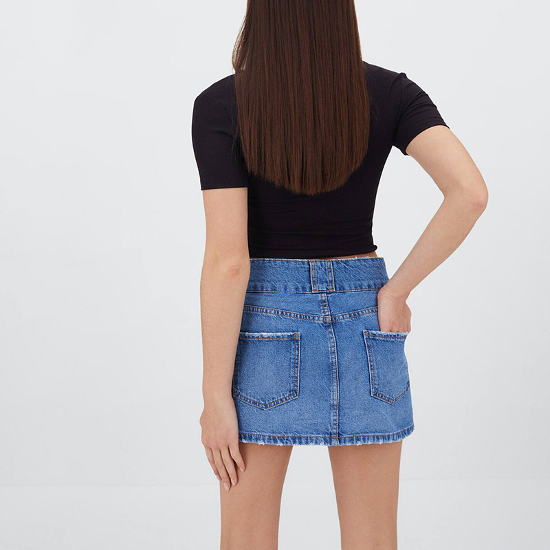 low waist denim skirt