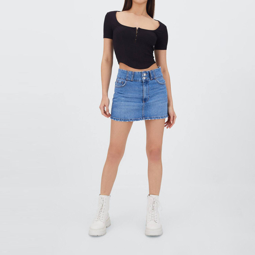 low waist denim skirt