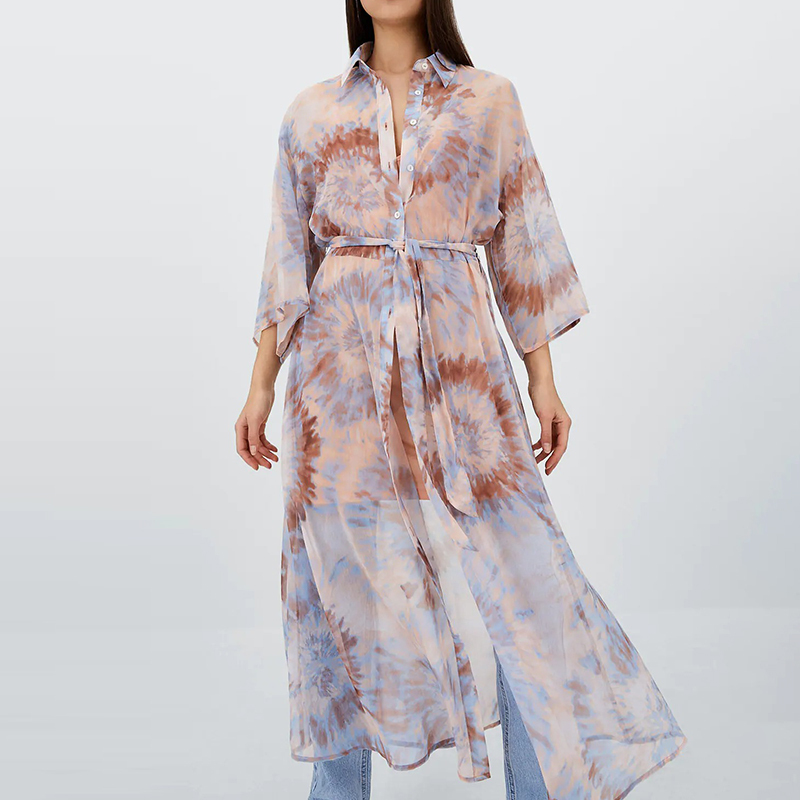 Printed Midi Kimono Dress