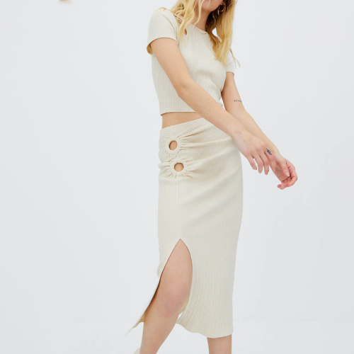 pin-button midi skirt