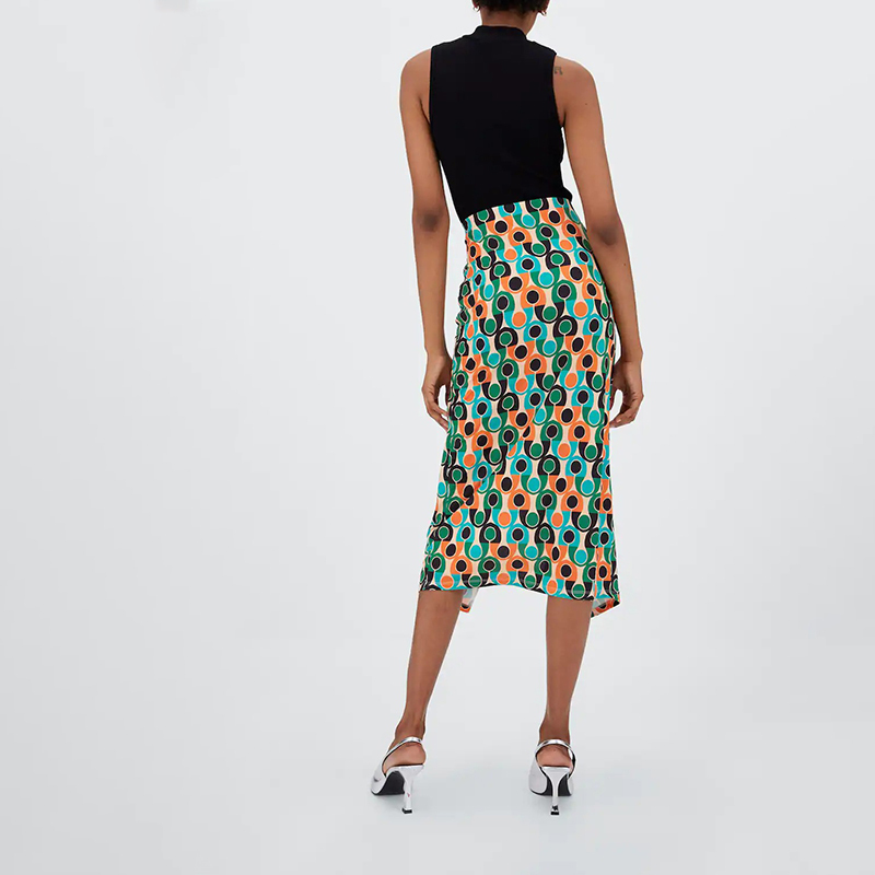 geometric-print knitted midi skirt