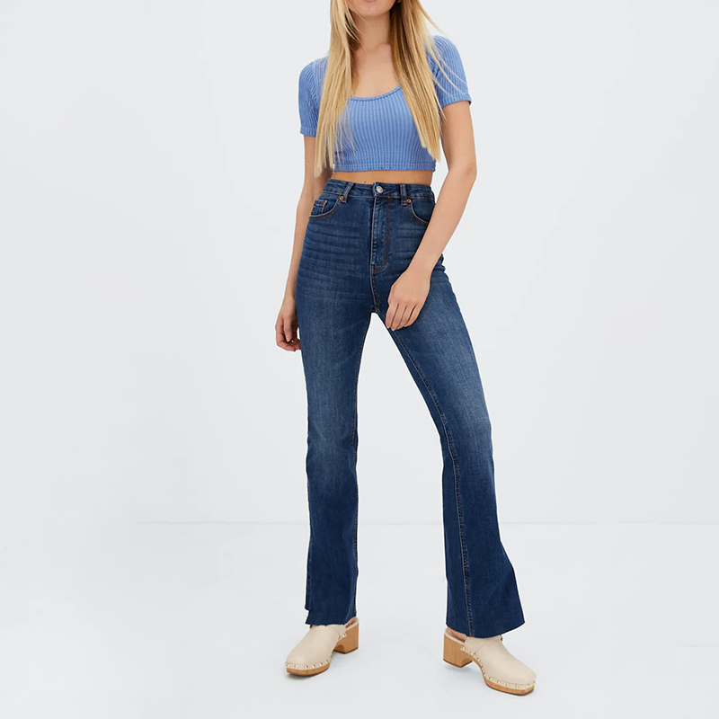 Slim Fit Slit Flare Jeans