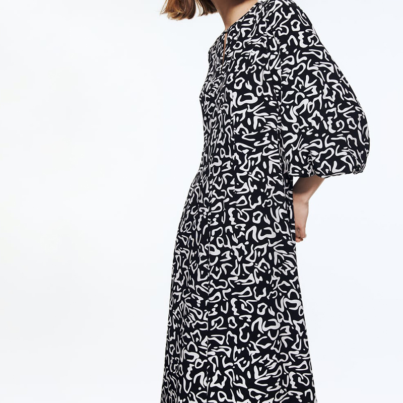 PRINTED MIDI DRESS