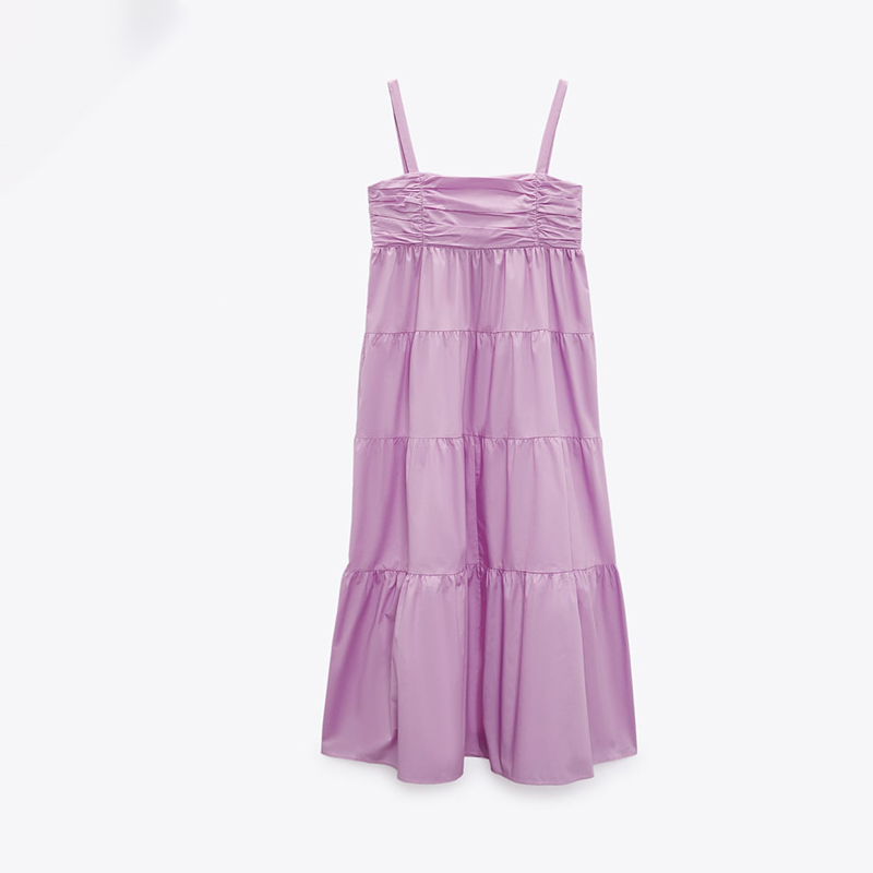 tiered paneled poplin dress