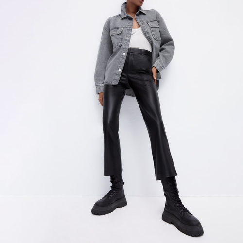 small flared faux leather leggings