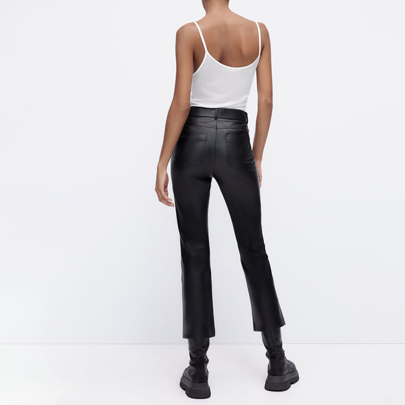 small flared faux leather leggings